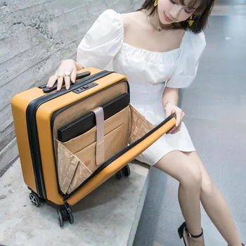 16-дюймовая тележка для багажа, деловой дорожный чемодан с сумкой для ноутбука, вращающиеся колеса, ручная кладь на колесиках, открывающийся спереди кейс-коробка