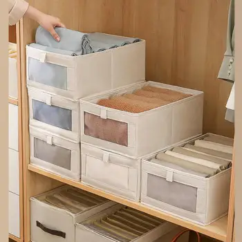Визуальная сеть коробка для организации одежды искусство ткани коробка для хранения одежды из хлопка и льна коробка для организации домашнего шкафа
