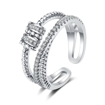 Креативное двухслойное полое кольцо из золота 18 Карат, умное Вращающееся Круглое кольцо с бриллиантовым отверстием, Регулируемое кольцо для женщин, свадебный подарок, ювелирные изделия