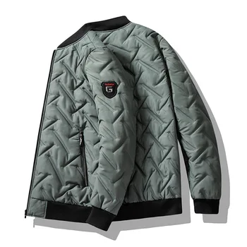 Мужская куртка-бомбер, повседневная осенне-зимняя куртка, Утепленная мужская модная одежда 2023, Уличная одежда, куртка с хлопковой подкладкой, приталенное пальто