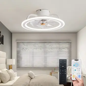Потолочный вентилятор со светодиодной подсветкой Потолочный светильник с вентилятором для дома, спальни, кухонных вентиляторов, Подвесной светильник, Сезонная светодиодная подсветка с дистанционным управлением