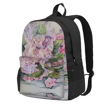 Рюкзак для студента, школьный Ноутбук, дорожная сумка с цветочным рисунком, листья, Розовая Сирень, Акварель с ботанической природой