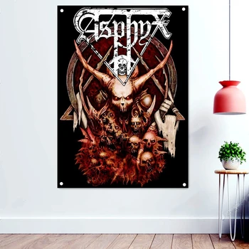 Страшная Кровавая Настенная диаграмма Значок хэви-метал группы Флаги, Гобелен, плакат рок-музыки, татуировки с черепами, Художественное Украшение из ткани на стене